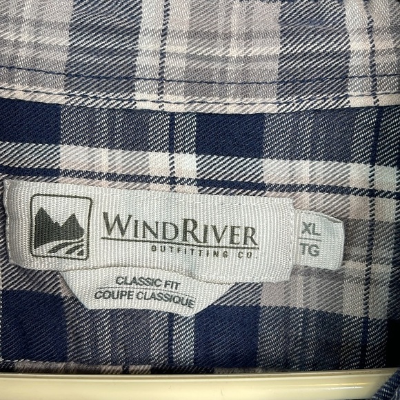 Wind River Mens Plaid Brushed Cotton Snap Shirt Blues Greys Classic Fit Size XL - Picture 8 of 12